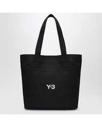 Y-3 - Borsa nera in tela con stampa logo - Lyst