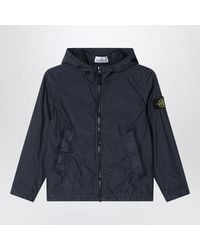 Stone Island - Veste Zippée Bleu Marine En Nylon - Lyst