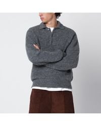 Ami Paris - Charcoal Wool And Alpaca Polo Shirt - Lyst