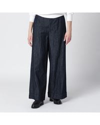 Max Mara - Straight Cotton And Linen Denim Trousers - Lyst