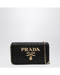 Prada - Crochet Shoulder Handbag With Logo - Lyst