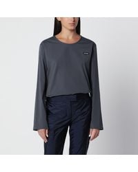 Miu Miu - Hematite Stretch Poplin Top - Lyst