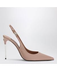 Dolce & Gabbana - Dolce&Gabbana Satin Slingback With Dg Logo - Lyst