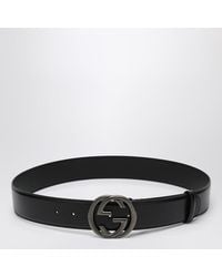 Gucci - Schwarzer Gürtel Mit Schnalle Mit Überkreuztem Gg - Lyst