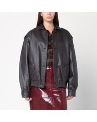 Blazé Milano - Ebony Leather Bomber Jacket - Lyst