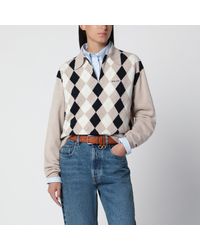 Miu Miu - Argyle Cashmere Polo Shirt - Lyst