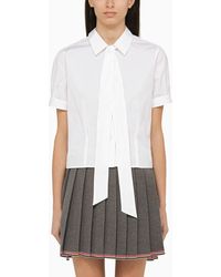 Thom Browne - White Cotton Shirt With Bow - Lyst