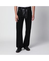 Versace - Straight-Leg Denim And Leather Jeans - Lyst