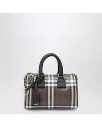 Burberry - Borsa Bowling Mini Check Marrone - Lyst