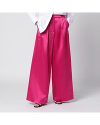Dries Van Noten - Wide Pleated Fuchsia Satin Trousers - Lyst
