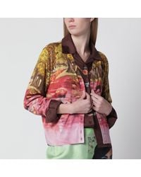 Versace - Printed Silk Knit Cardigan - Lyst