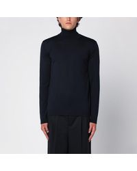 Roberto Collina - Marineblauer Rollkragenpullover Aus Merinowolle - Lyst