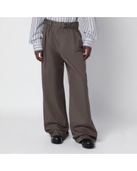 Dries Van Noten - Khaki Wide-Leg Cotton Trousers - Lyst