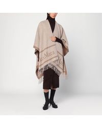 Max Mara - Sandy Color Jacquard Wool Poncho - Lyst