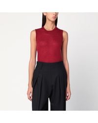 6397 - Bordeaux Semi Sheer Tank Top - Lyst