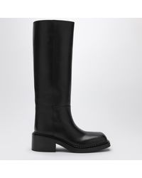 Prada - High Calfskin Leather Boot With Block Heel - Lyst