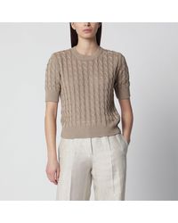 Max Mara - Cable-Knit Linen Crewneck Sweater - Lyst