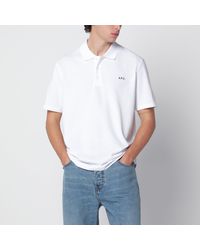 A.P.C. - Polo manica corta bianca con ricamo logo - Lyst