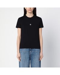 Givenchy - T-shirt nera in cotone con ricamo logo - Lyst