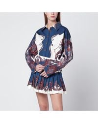 FARM Rio - Chemise Bleu Intense Et Sable À Imprimé Arabesques - Lyst