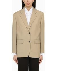Prada - Rope-coloured Single-breasted Jacket In Wool And Mohair - Lyst