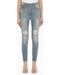 Dolce & Gabbana - Audry Denim Skinny Jeans With Wear And Tear - Lyst