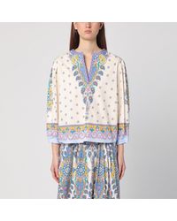 Etro - Printed Cotton Blouse With Balloon Sleeves - Lyst
