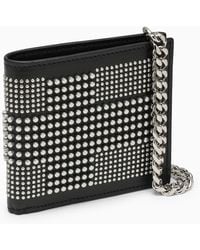 Alexander McQueen - Alexander Mc Queen Black Leather Wallet With Studs And Chain - Lyst