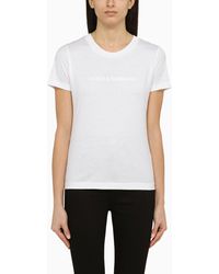 Dolce & Gabbana - Dolce&gabbana White Crew Neck T Shirt With Logo In Cotton - Lyst