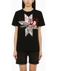 Isabel Marant - T-shirt nera in cotone con stampa - Lyst