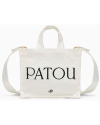 Patou - Borsa a mano bianca in cotone con logo - Lyst