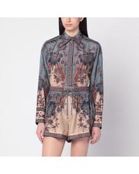 Zimmermann - Camicia ascension blu/crema con stampa floreale - Lyst