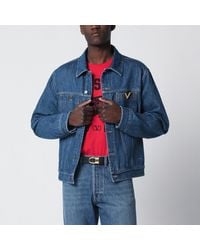 Valentino - Denim Jacket With Vgold Detail - Lyst
