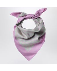 Gucci - Foulard in twill di seta verde acqua/rosa - Lyst