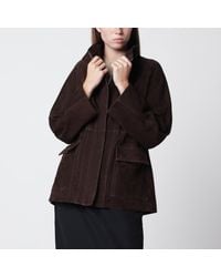 Nour Hammour - Mocha Quai Fluid Suede Jacket - Lyst