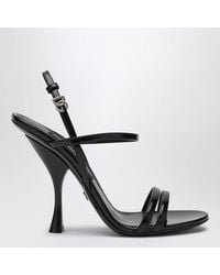 Dolce & Gabbana - Black Polished Calf Leather Sandals - Lyst