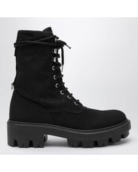 Prada - Canvas Lace-Up Ankle Boots - Lyst
