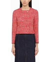 Gucci - /white Tweed Double-breasted Jacket - Lyst