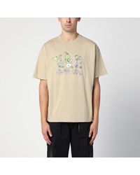 Brain Dead - T-shirt beige in cotone con stampa - Lyst