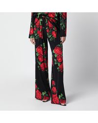 Dolce & Gabbana - Silk Trousers With Floral Print - Lyst