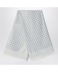 Gucci - Sciarpa in lana e seta gg jacquard grigia chiara/bianca - Lyst