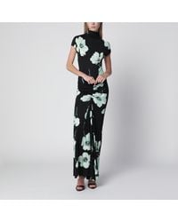 Alaïa - Draped Jersey Dress With Sakura Print - Lyst