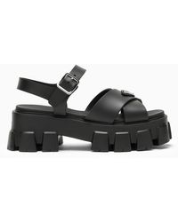 Prada - Black Rubber Sandal With Logo - Lyst