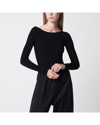 Alaïa - Shaping Ribbed Knit Off-Shoulder Bodysuit - Lyst