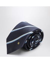 Gucci - Striped Silk Jacquard Tie With Double G - Lyst