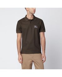 Burberry - Dark Cotton Polo Shirt With Ekd - Lyst