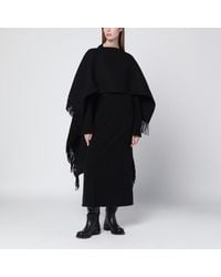 TOTEME - Schwarzer Poncho Mit Fransen Aus Wollmischung - Lyst