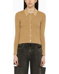 Our Legacy - Sand Coloured Ribbed Cotton Cardigan - Lyst
