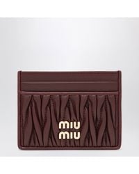 Miu Miu - Bordeaux Matelassé Nappa Card Holder - Lyst