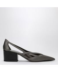 Prada - Décolleté grigio ardesia in raso con cut out - Lyst